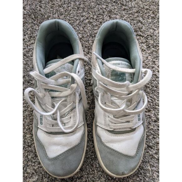 New Balance 550 Mens Size 7.5 White Green Leather Athletic Shoes Sneakers